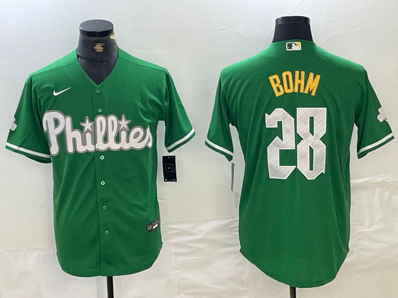 Men Philadelphia Phillies 28 Bohm Green Fashion Edition Nike 2024 MLB Jersey style 1